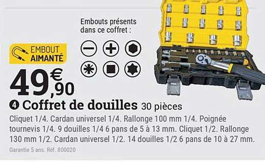 Embout aimanté 49,90€ 4 Coffret de douilles 30 pièces