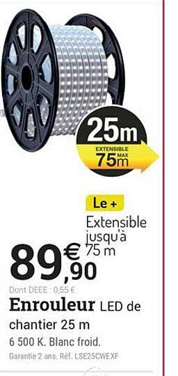 Enrouleur LED de chantier 25 m