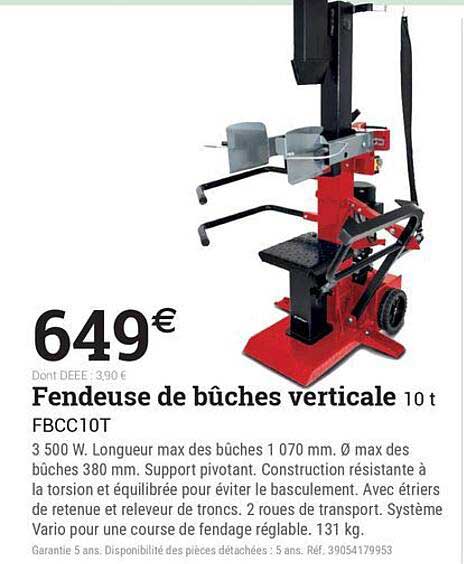 Fendeuse de bûches verticale 10 t FBCC10T