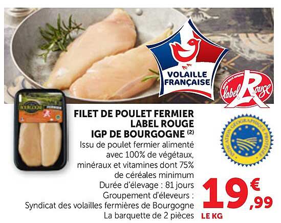 FILET DE POULET FERMIER LABEL ROUGE IGP DE BOURGOGNE
