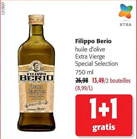 Filippo Berio huile d’olive Extra Vierge Special Selection 750 ml 1+1 gratis