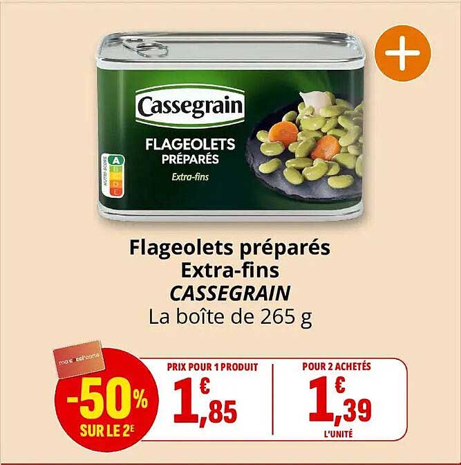 Flageolets préparés Extra-fins CASSEGRAIN La boîte de 265 g