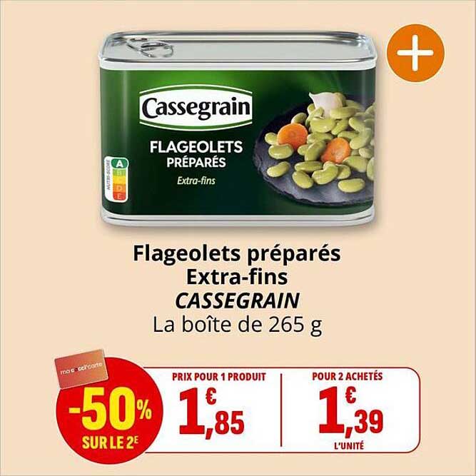 Flageolets préparés Extra-fins CASSEGRAIN La boîte de 265 g