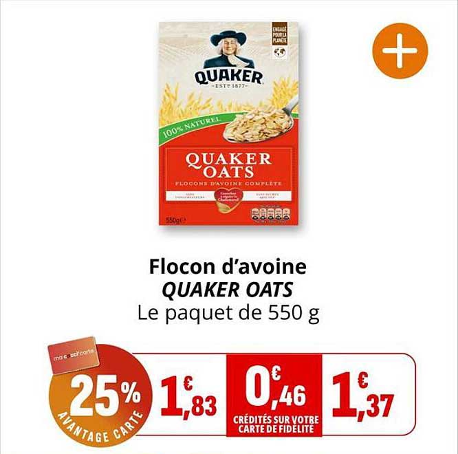 Flocon d’avoine QUAKER OATS Le paquet de 550 g