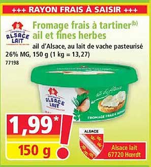 Fromage frais à tartiner ail et fines herbes