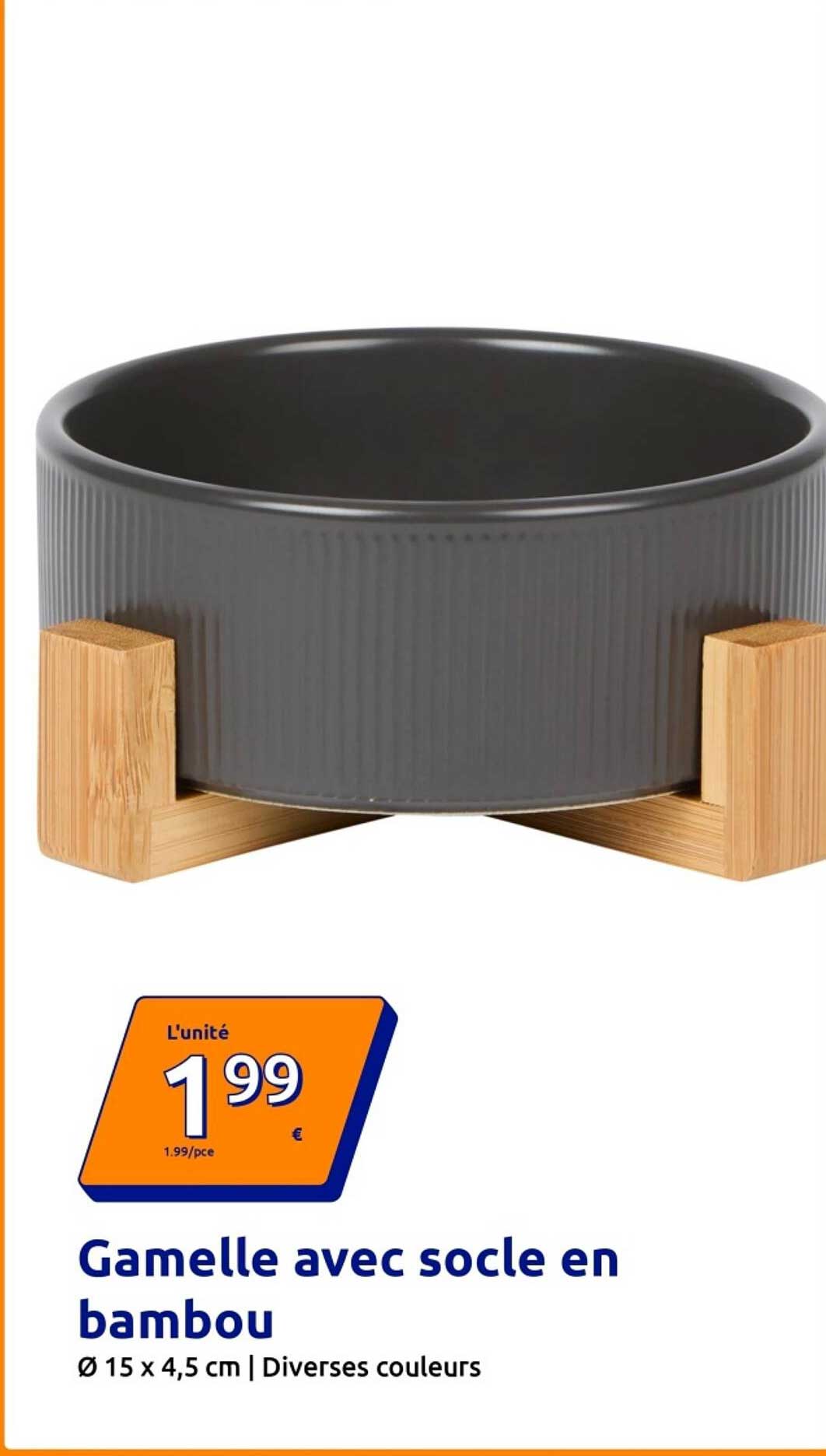 Gamelle avec socle en bambou