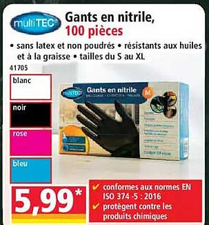 Gants en nitrile, 100 pièces