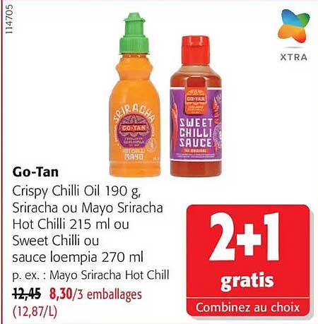 Go-Tan Crispy Chilli Oil 190 g, Sriracha ou Mayo Sriracha Hot Chilli 215 ml ou Sweet Chilli ou sauce loempia 270 ml