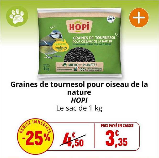 Graines de tournesol pour oiseau de la nature HOPI Le sac de 1 kg
