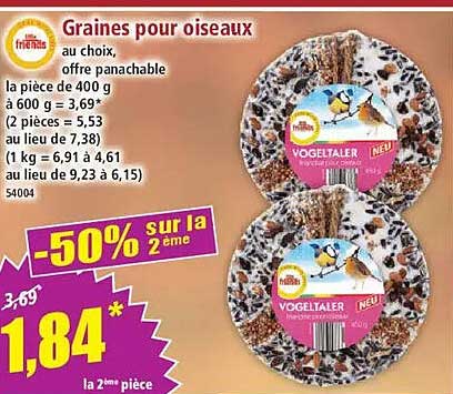 Graines pour oiseaux au choix, marque panacheable