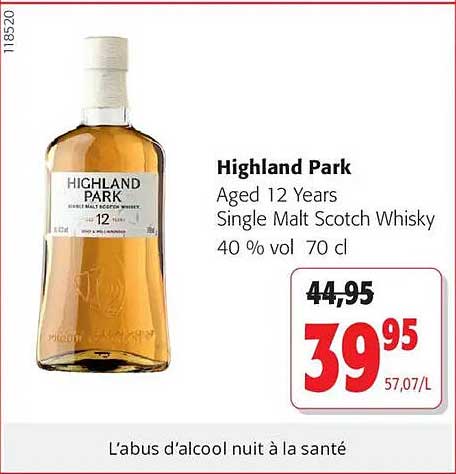 Highland Park Aged 12 Years Single Malt Scotch Whisky 40 % vol 70 cl