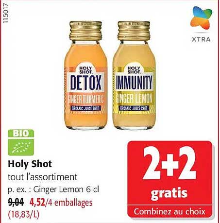 Holy Shot tout l’assortiment p. ex. : Ginger Lemon 6 cl