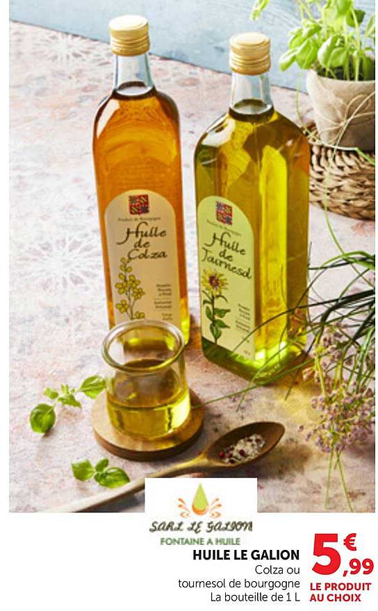 HUILE LE GALION Colza ou tournesol de bourgogne La bouteille de 1 L