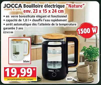 JOCCA Bouilloire électrique "Nature" env. 23 x 15 x 24 cm