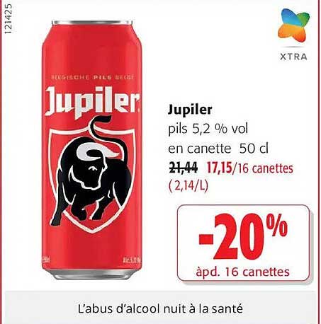 Jupiler pils 5,2 % vol en cannette 50 cl