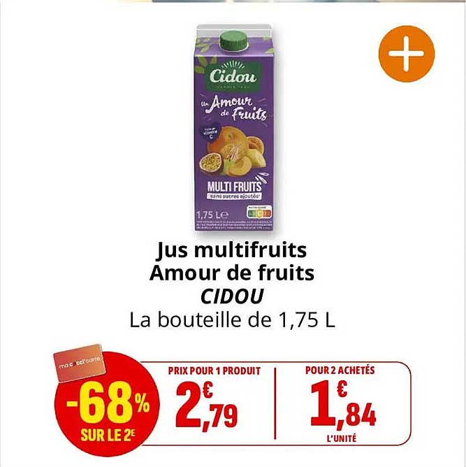 Jus multifruits Amour de fruits CIDOU La bouteille de 1,75 L
