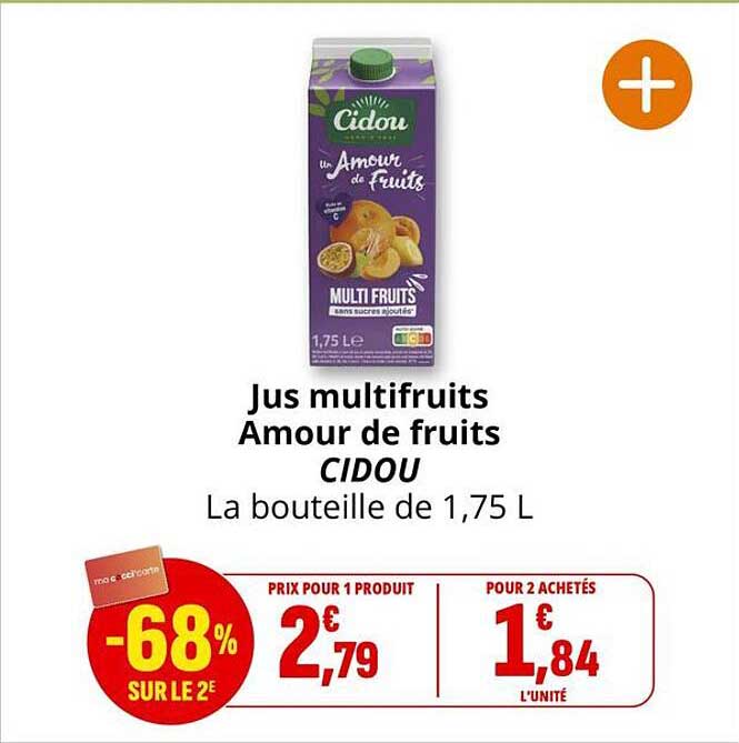 Jus multifruits Amour de fruits CIDOU La bouteille de 1,75 L