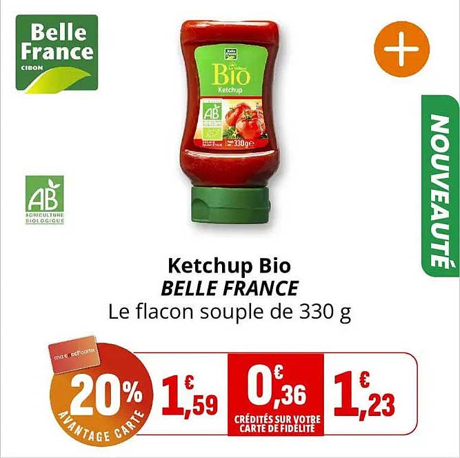 Ketchup Bio BELLE FRANCE Le flacon souple de 330 g