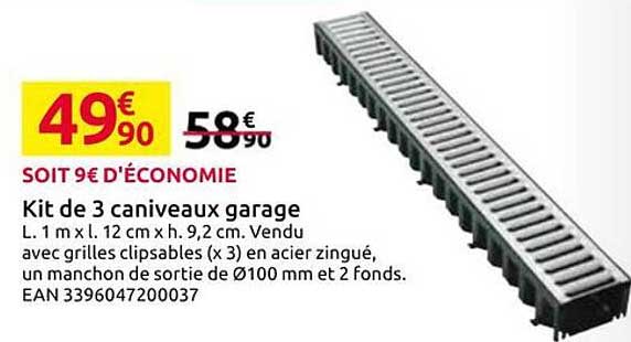 Kit de 3 caniveaux garage