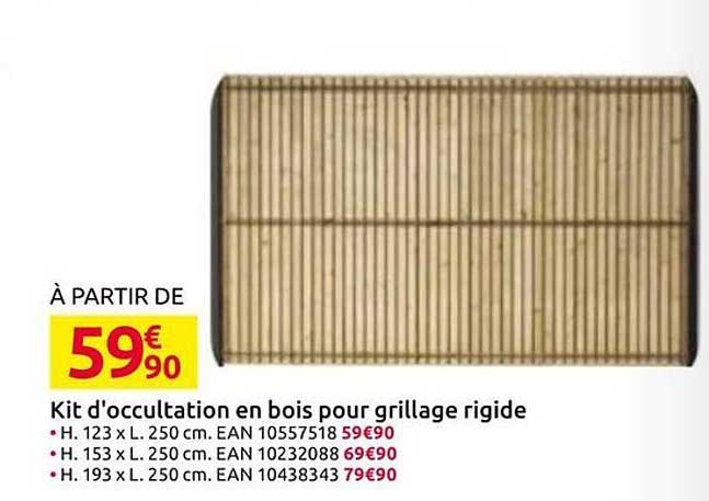 Kit d'occultation en bois pour grillage rigide
