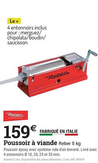 Le + 4 entonnoirs inclus pour : merguez/chipolata/boudin/saucisson