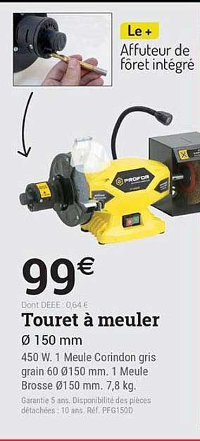 Le + Affuteur de forêt intégré Tourèt à meuler Ø 150 mm