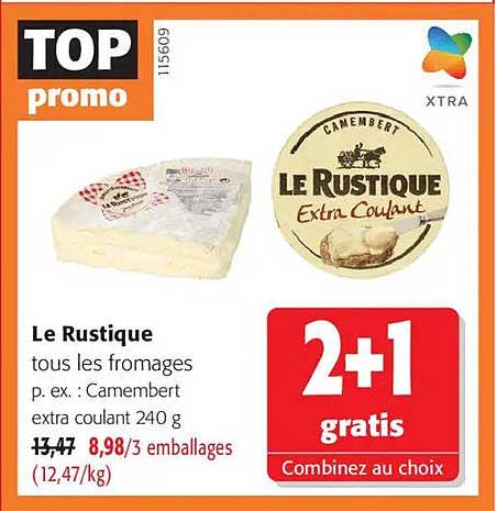Le Rustique tous les fromages p. ex. : Camembert extra coulant 240 g
