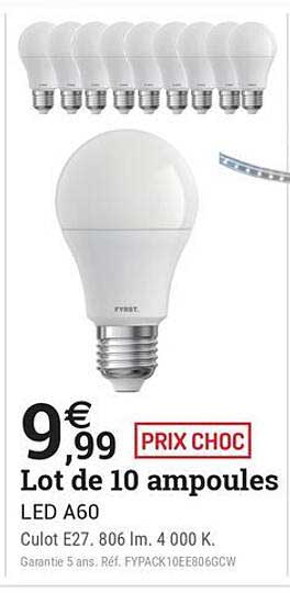 Lot de 10 ampoules LED A60