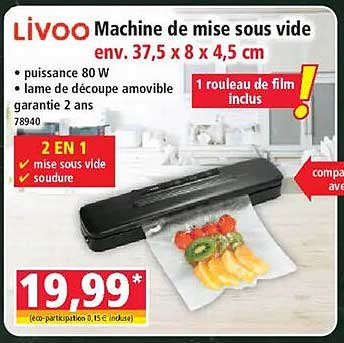 Machine de mise sous vide env. 37,5 x 8 x 4,5 cm