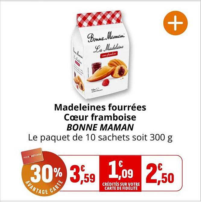 Madeleines fourrées Cœur framboise BONNE MAMAN