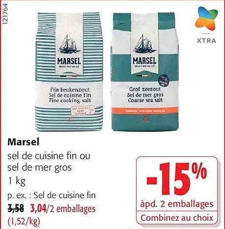 Marsel sel de cuisine fin ou sel de mer gros 1 kg