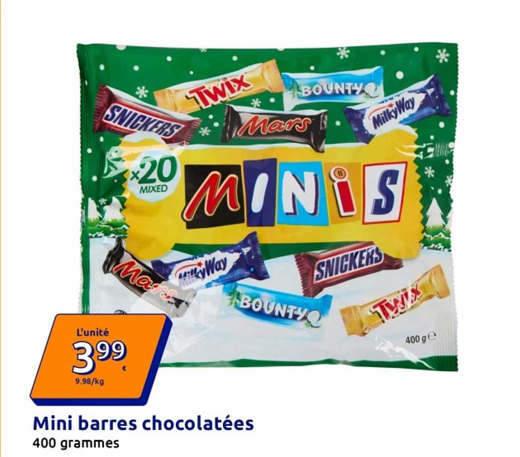 Mini barres chocolatées 400 grammes