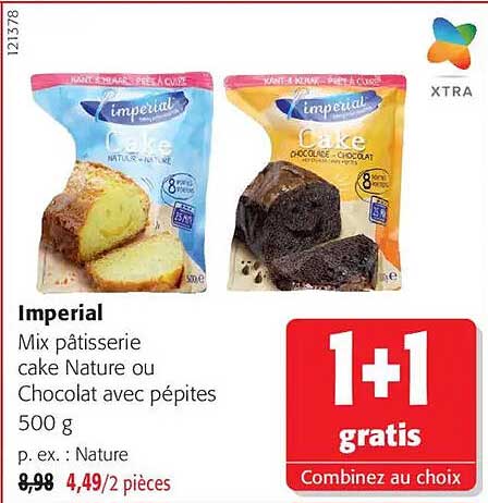 Mix pâtisserie cake Nature ou Chocolat avec pépites 500 g