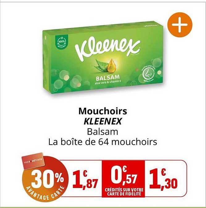 Mouchoirs KLEENEX Balsam La boîte de 64 mouchoirs