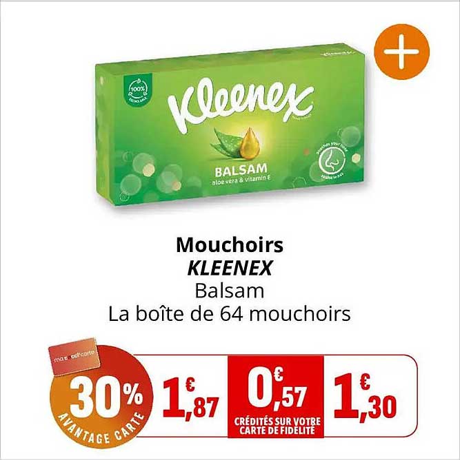 Mouchoirs KLEENEX Balsam La boîte de 64 mouchoirs