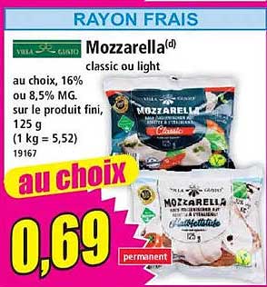 Mozzarella(d) classic ou light
