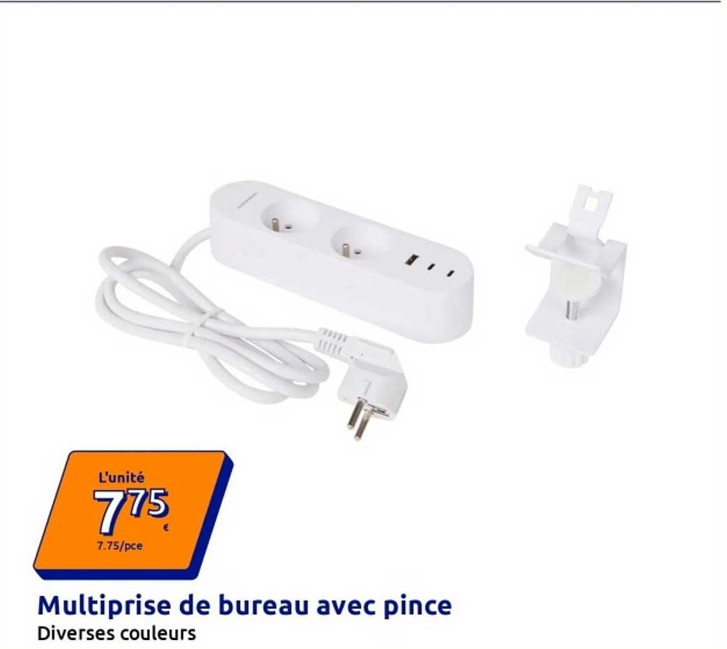 Multiprise de bureau avec pince