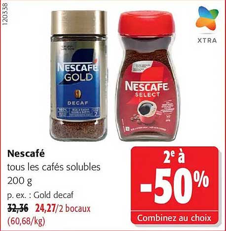 Nescafé tous les cafés solubles 200 g p. ex. : Gold decaf