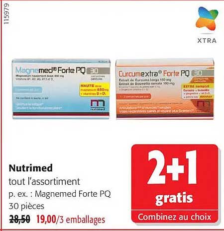 Nutrimed tout l’assortiment p. ex. : Magnemed Forte PQ 30 pièces