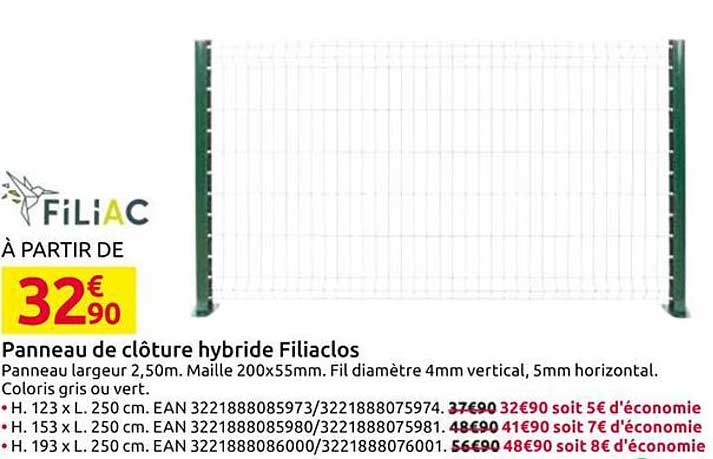 Panneau de clôture hybride Filiaclos