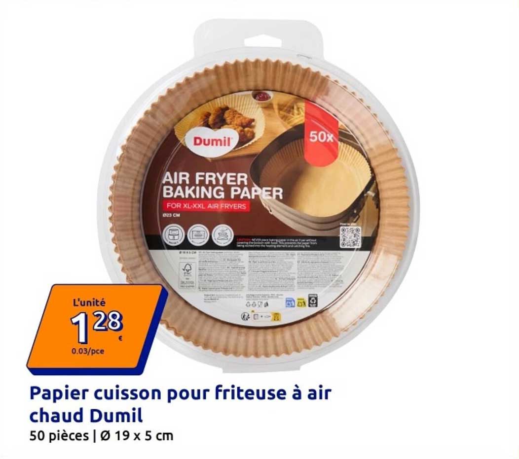 Papier cuisson pour friteuse à air chaud Dumil