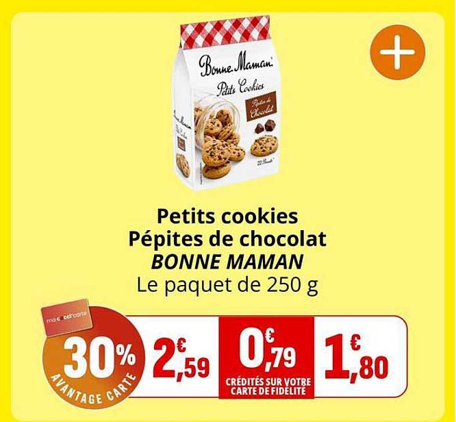 Petits cookies Pépites de chocolat BONNE MAMAN Le paquet de 250 g