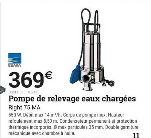 Pompe de relevage eaux chargées Right 75 MA