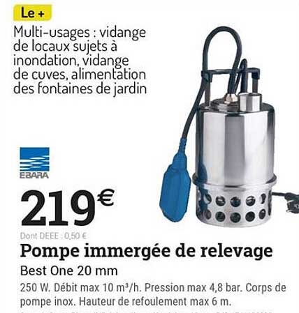 Pompe immergée de relevage Best One 20 mm