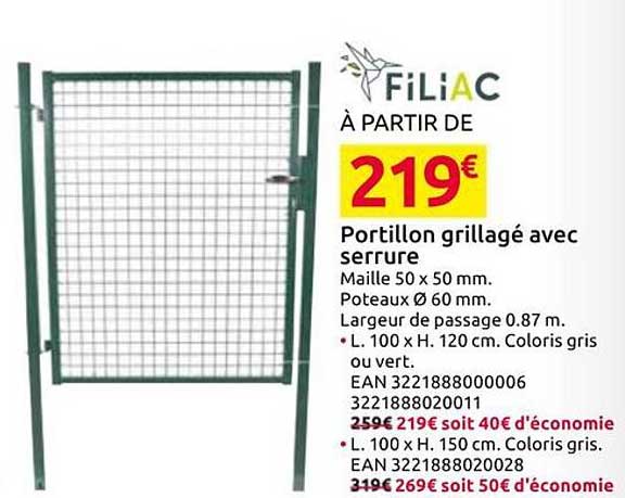 Portillon grillagé avec serrure