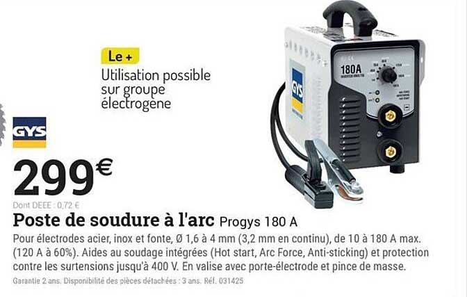 Poste de soudure à l'arc Progyls 180 A