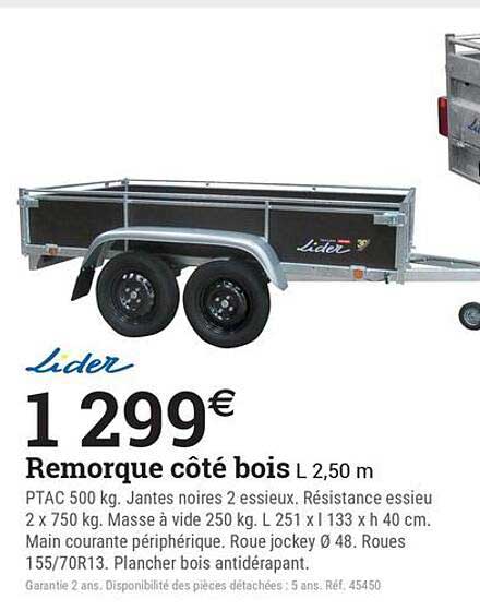 Remorque côté bois L 2,50 m
