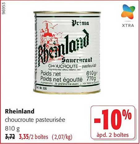 Rheinland choucroute pasteurisée 810 g