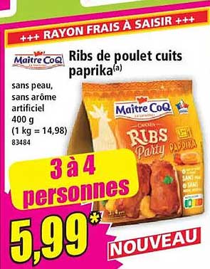 Ribs de poulet cuits paprika
