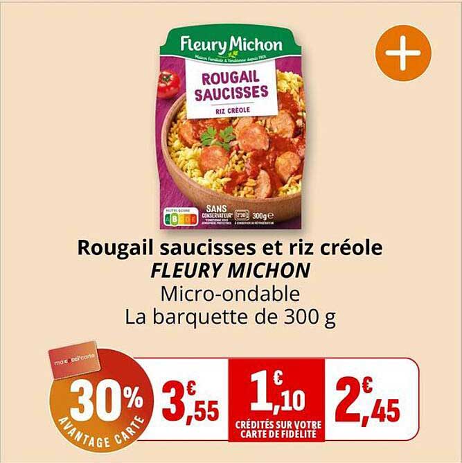 Rougail saucisses et riz créole FLEURY MICHON Micro-ondable La barquette de 300 g